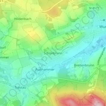 Carte topographique Schönbrunn, altitude, relief