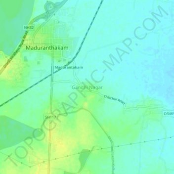 Carte topographique Gandhi Nagar, altitude, relief
