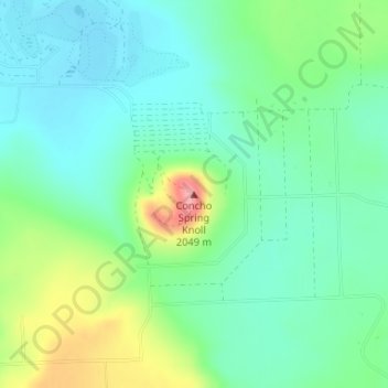 Carte topographique Concho Spring Knoll, altitude, relief