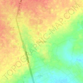 Carte topographique Agondavi, altitude, relief