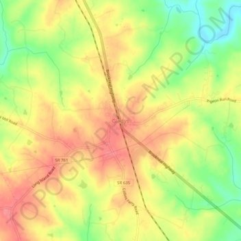 Carte topographique Gladys, altitude, relief