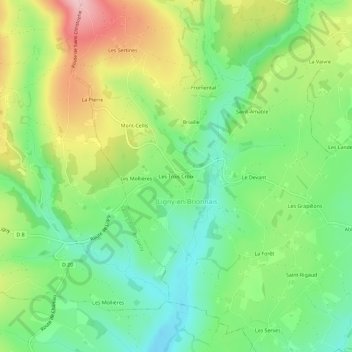 Carte topographique Les Trois Croix, altitude, relief
