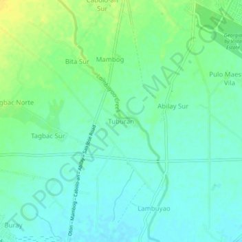 Carte topographique Tuburan, altitude, relief