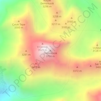 Carte topographique Demirkazık, altitude, relief