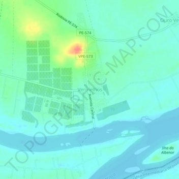Carte topographique Vermelhos, altitude, relief