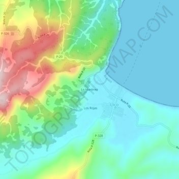 Carte topographique Lo Martínez, altitude, relief