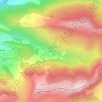 Carte topographique Les Damias, altitude, relief