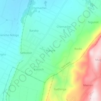 Carte topographique Maram, altitude, relief