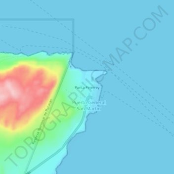 Carte topographique Punta Pejerrey, altitude, relief