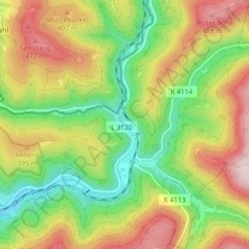 Carte topographique Gaimühle, altitude, relief