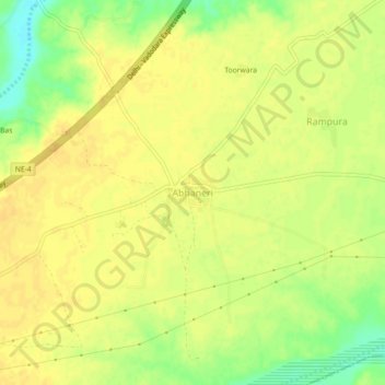 Carte topographique Abhaneri, altitude, relief
