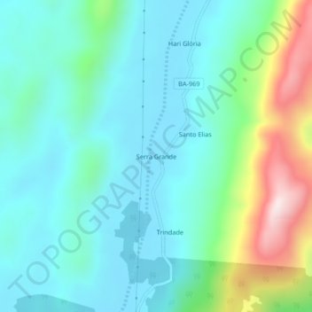 Carte topographique Serra Grande, altitude, relief