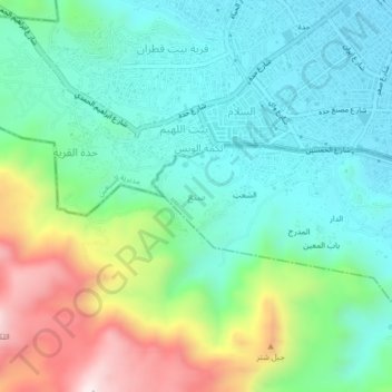 Carte topographique سنع, altitude, relief
