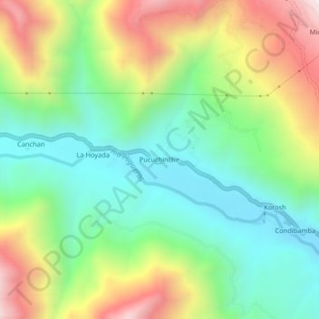 Carte topographique Pucuchinche, altitude, relief
