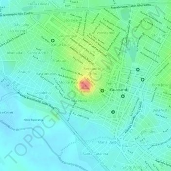 Carte topographique Monte Pascoal, altitude, relief
