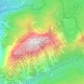 Carte topographique Traunstein, altitude, relief