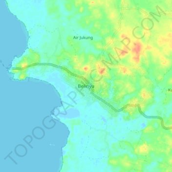 Carte topographique Belinyu, altitude, relief