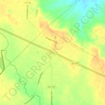 Carte topographique Ledbetter, altitude, relief