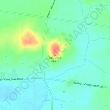 Carte topographique Black Hill, altitude, relief