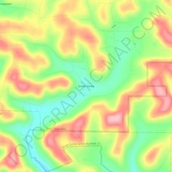 Carte topographique Green Valley, altitude, relief