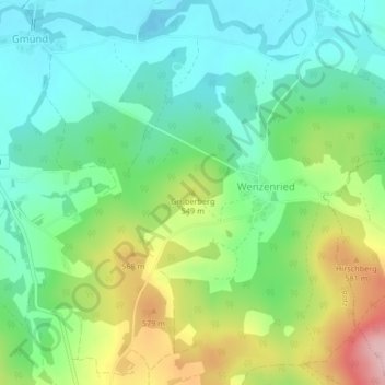 Carte topographique Gruberberg, altitude, relief