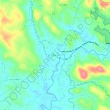 Carte topographique Kallikkad, altitude, relief