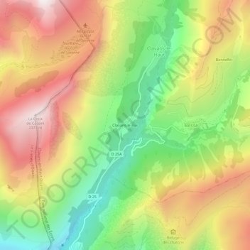 Carte topographique Clavans-le-Bas, altitude, relief