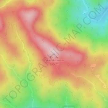Carte topographique Bandy Cove Mountain, altitude, relief