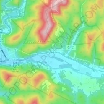 Carte topographique Frank, altitude, relief