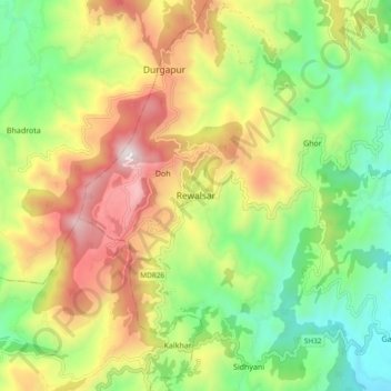 Carte topographique Rewalsar, altitude, relief
