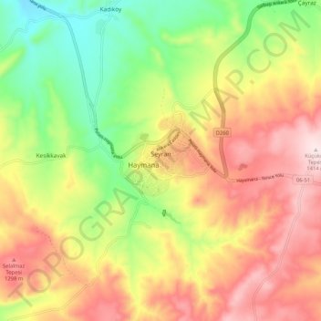Carte topographique Haymana, altitude, relief