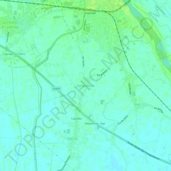 Carte topographique Vangadizza, altitude, relief