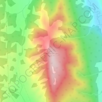 Carte topographique Black Mountain, altitude, relief