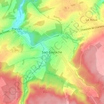 Carte topographique Sart-Eustache, altitude, relief