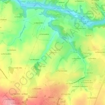 Carte topographique L'Elinière, altitude, relief