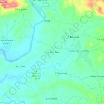 Carte topographique Los Esterillos, altitude, relief