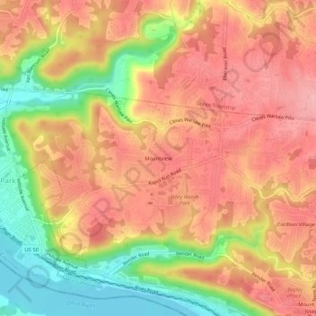 Carte topographique Mountview, altitude, relief