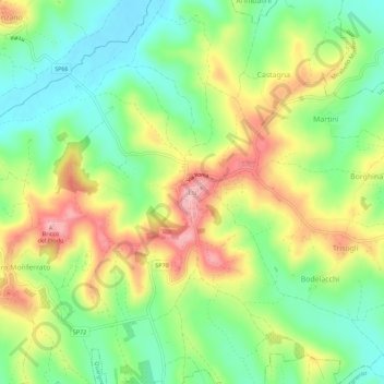 Carte topographique Lu, altitude, relief
