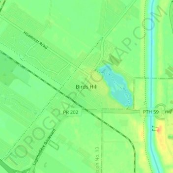Carte topographique Birds Hill, altitude, relief