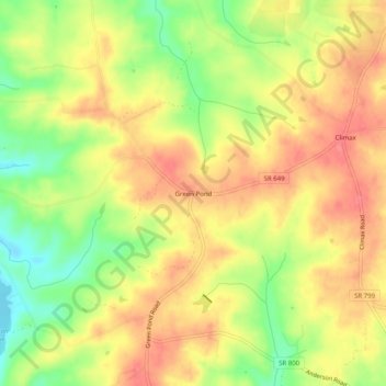 Carte topographique Green Pond, altitude, relief