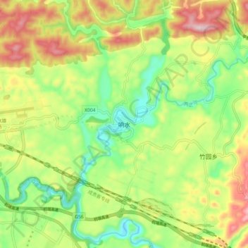 Carte topographique Xiangshui, altitude, relief
