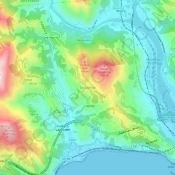 Carte topographique San Lorenzo, altitude, relief