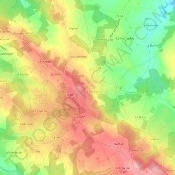 Carte topographique La Barrière, altitude, relief