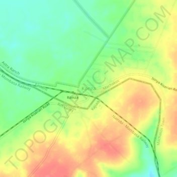Carte topographique Konza, altitude, relief