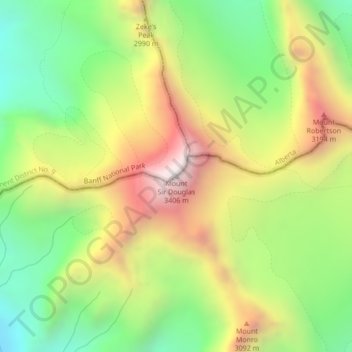 Carte topographique Mount Sir Douglas, altitude, relief