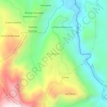 Carte topographique Mazatepec, altitude, relief