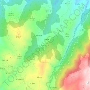 Carte topographique Chamadoira, altitude, relief