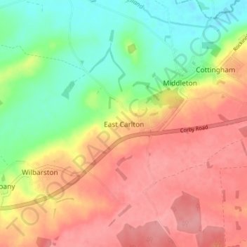 Carte topographique East Carlton, altitude, relief