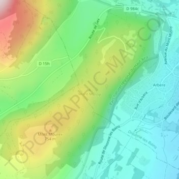 Carte topographique Mont Mussy, altitude, relief