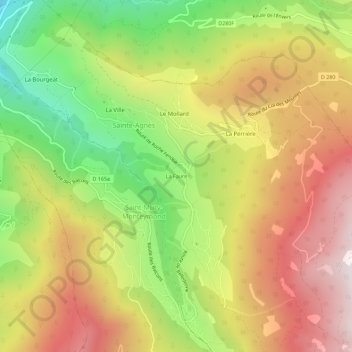 Carte topographique La Faure, altitude, relief